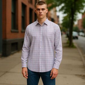 Bonobos Wrinkle Free Standard Fit Pastel Plaid Button Up Cotton Shirt Men15.5x35